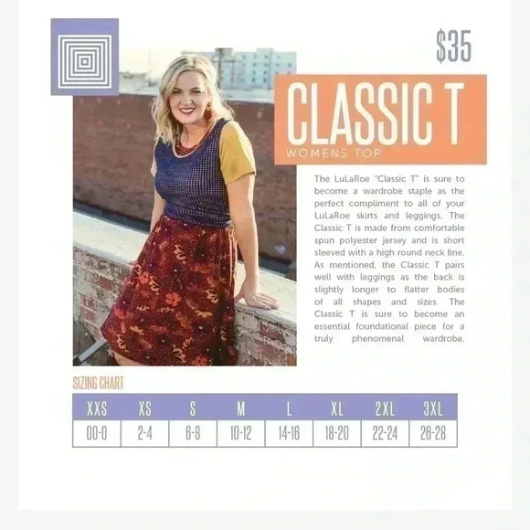 Lularoe Medium blue, yellow, and orange Classic T. Geometric pattern. NWT - Picture 3 of 6